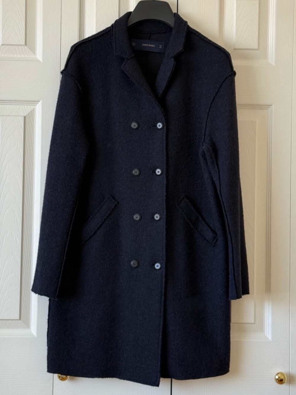 Zara Double-Breasted Dark Navy Coat